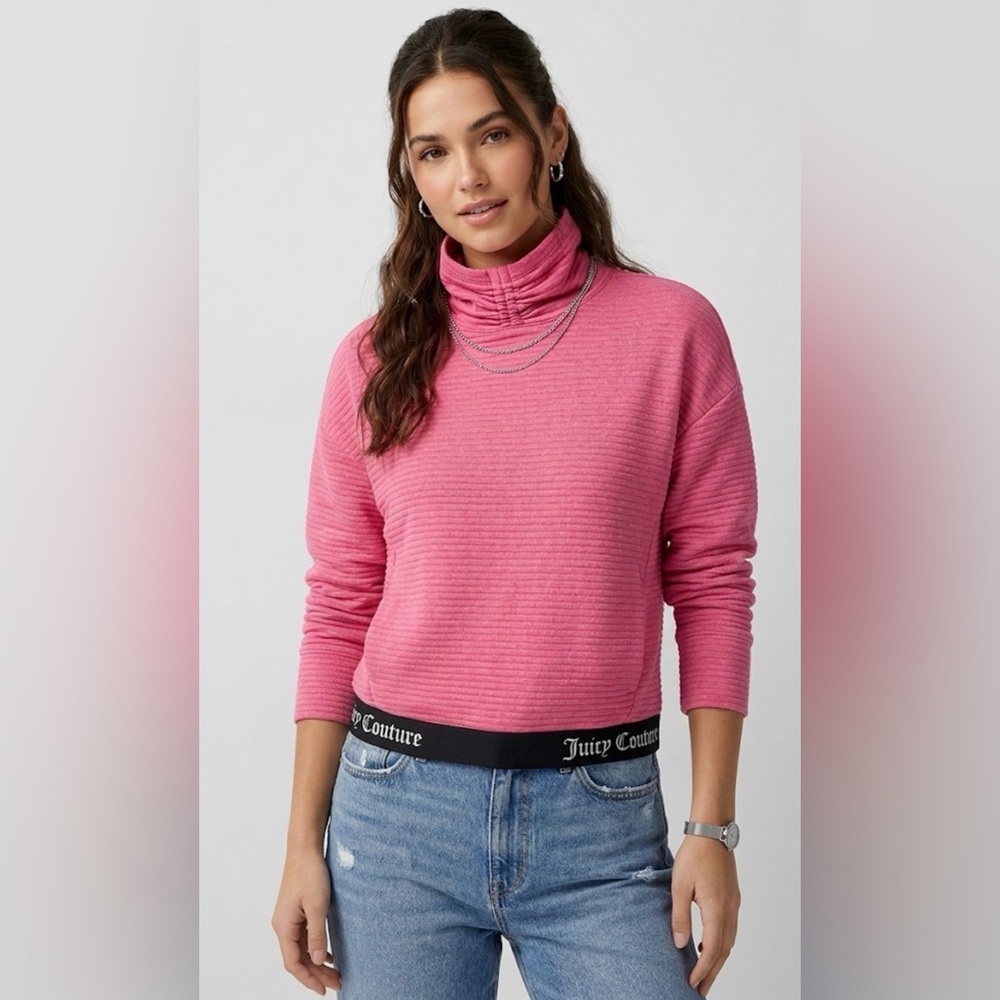 Juicy Couture - Bright Pink Ribbed Cowl Neck Sweater